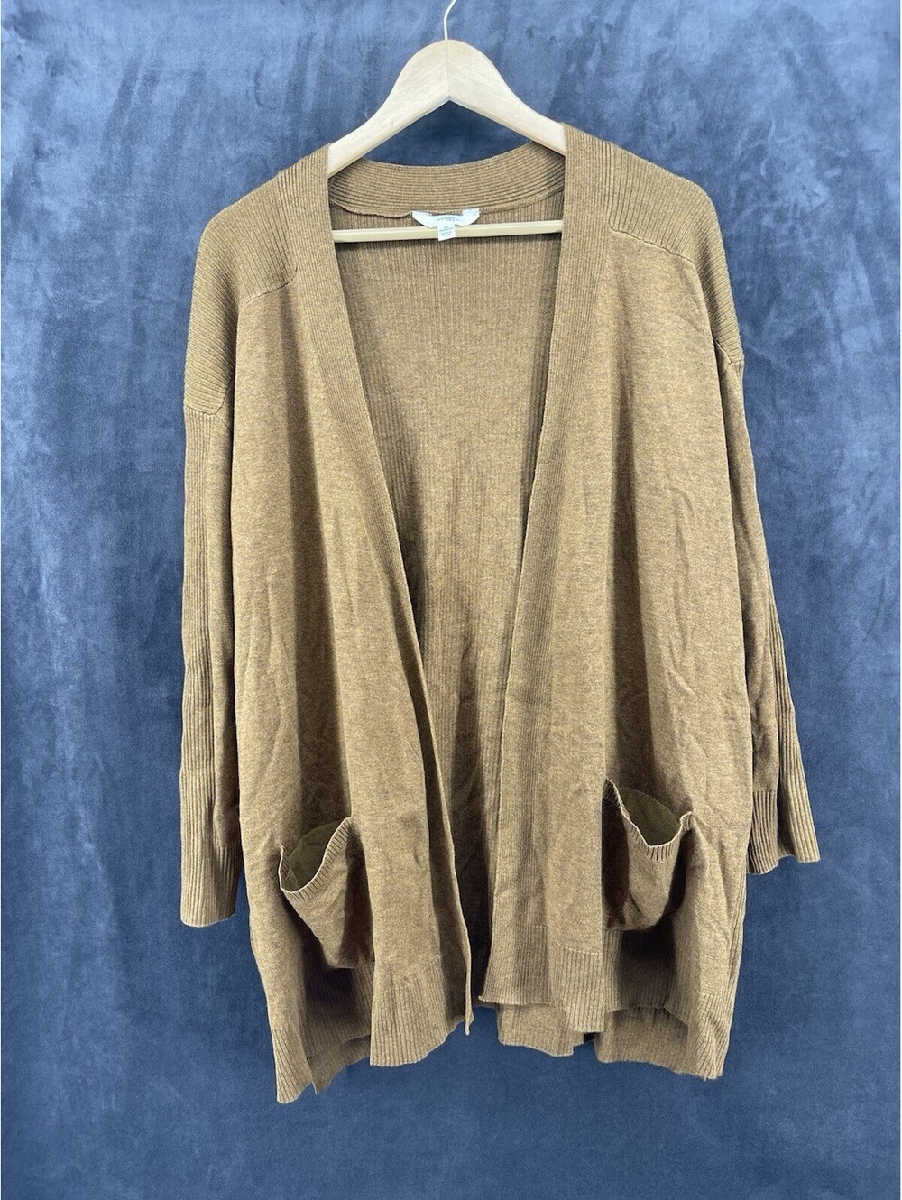 Terra & Sky Women’s 3X Brown Open Front Cardigan Sweater Plus Size 24W-26W